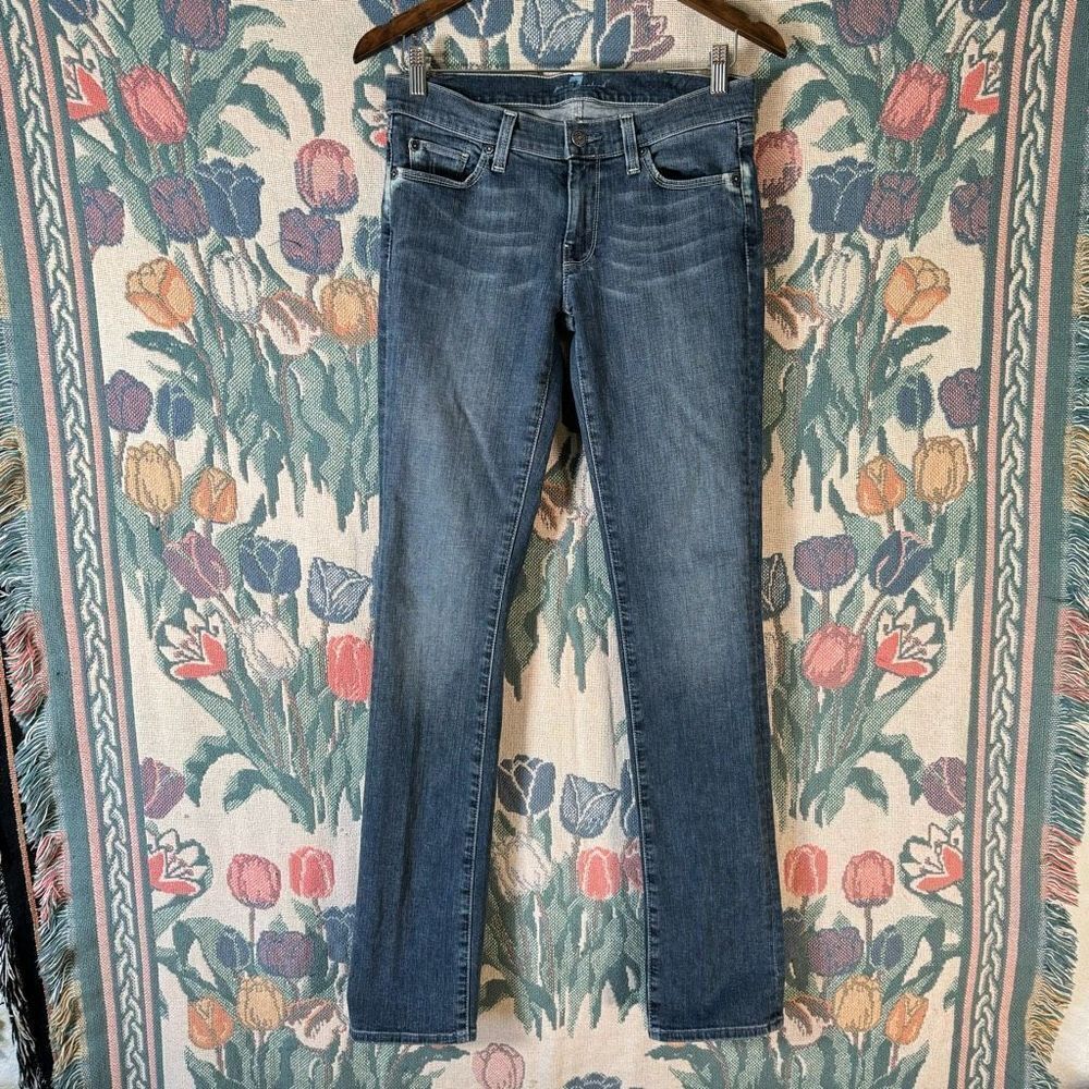 7 For All Mankind Women’s Denim Faded Whisker Bootcut Jeans Blue Size 27